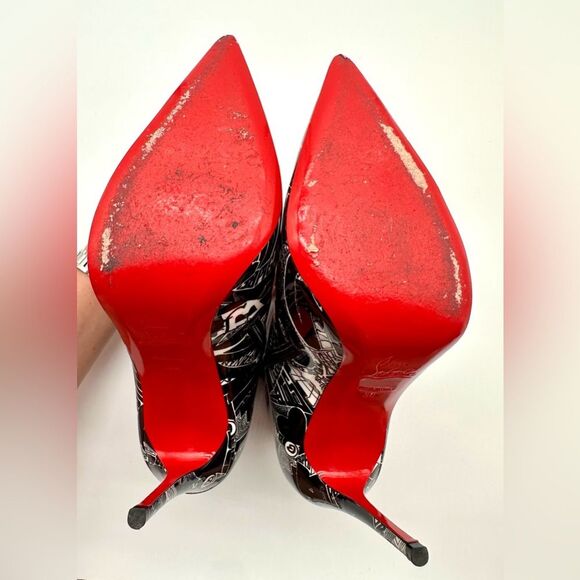 Christian Louboutin So Kate 100 Booty Patent Nicograf Graffiti Booties EU 38 US8 - Picture 9 of 12